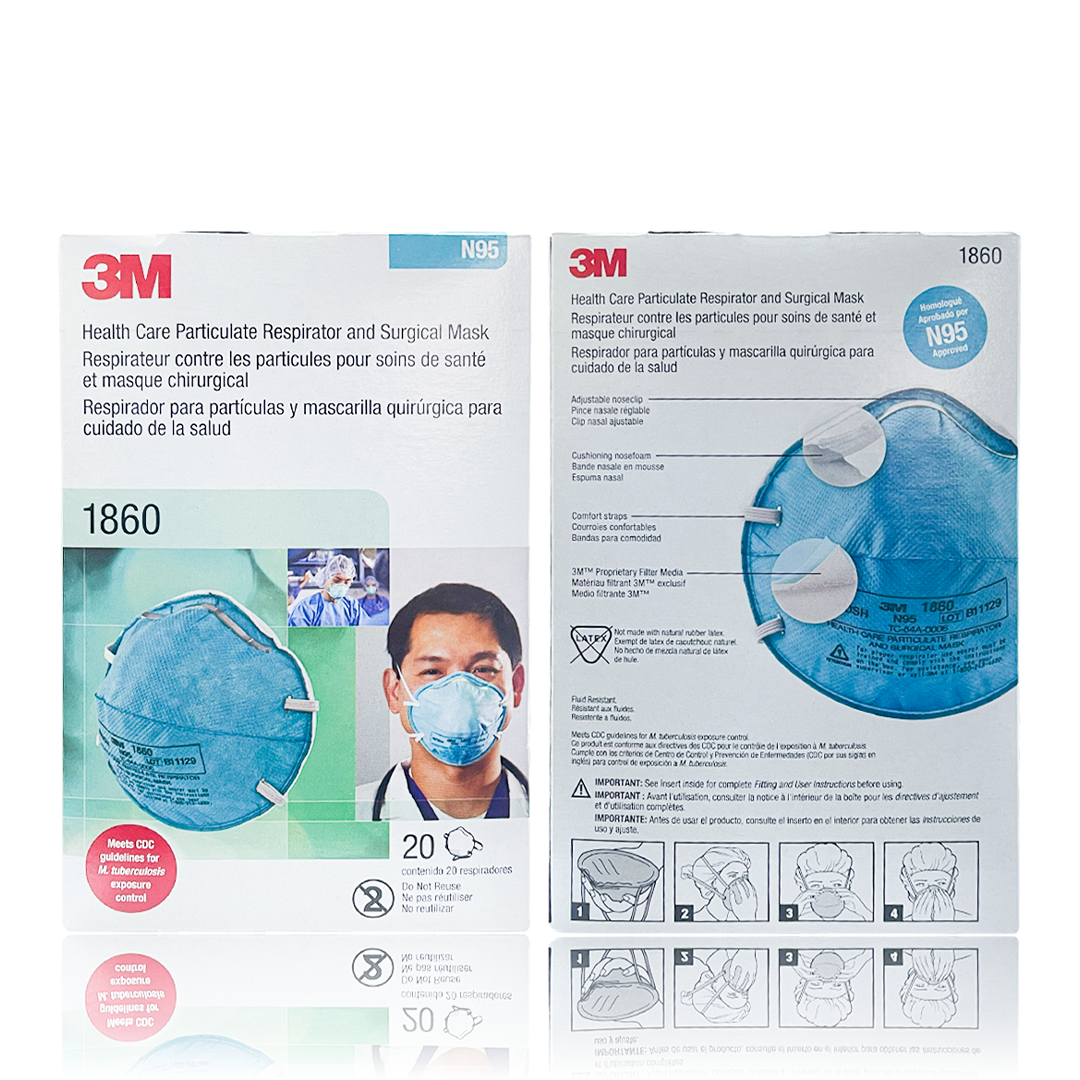 Respirador Desechable Médico para Partículas NIOSH N95 1860 3M (Pieza) Azul 70070612364 … - 1